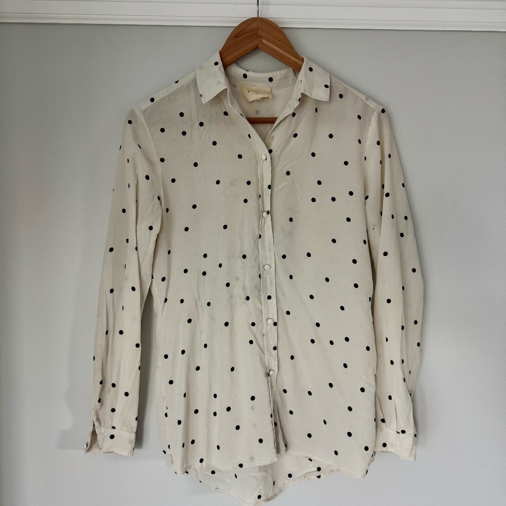 Sezane Florence silk blouse in polka dot